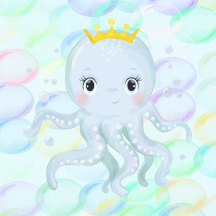 Unter dem Meeresprinzen Octopus Babydusche Einladung