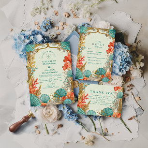 Invitation Mariage Botanique de Coquillages de Plage