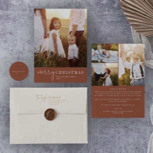 Modernes Chic Terracotta Weihnachtsjahr im Überbli Feiertagskarte