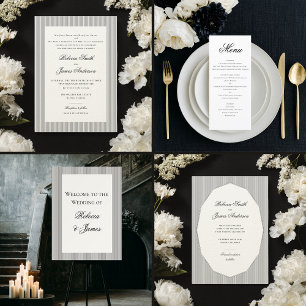 Save The Date Formal Elegant Classic Stripes Mariage