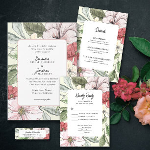 Invitation Mariage de fleurs de chute de rose et de sable