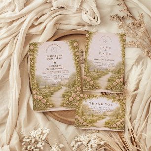 Invitation Mariage de vigne dans un jardin rustique