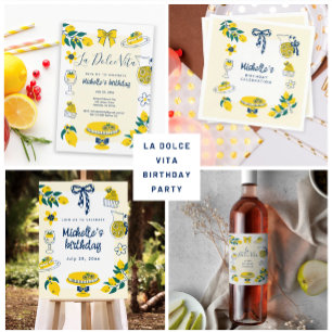 Invitation Fête d'anniversaire estivale au citron jaune Main 