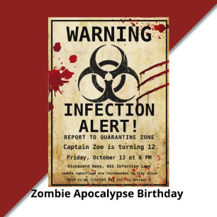 Zombie Apokalypse Geburtstag   Halloween-Biogefähr Einladung