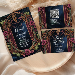 Save The Date Art Nouveau Floral gothique Halloween Mariage