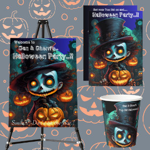 Psycho Top Hat Halloween-Party Banner
