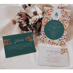 Invitation Tout En Un Mariage de automne turquoise et orange