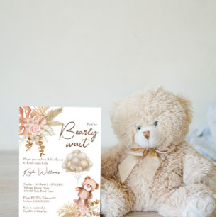 Invitation Ballons d'ours en peluche de l'arc de fleurs séché