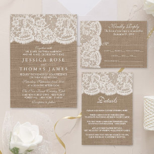 Invitations de la collection de Mariages Burlap & 