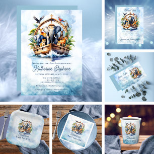 Noah's Ark Niedlicher Tiere Blue Boy Baby Shower Einladung