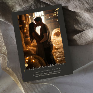 Invitation Luxueux Or Floral Chic Deux Photo Enregistrer La D