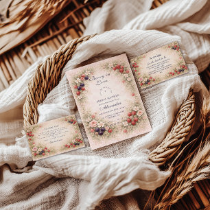 Serviette En Papier Fête de mariage botanique aux fruits rouges Blush