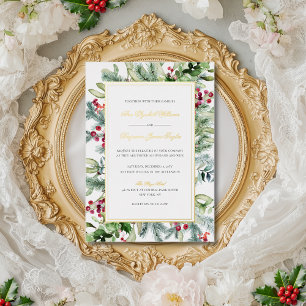 Ava Christmas Greenery Faire-part de mariage catho