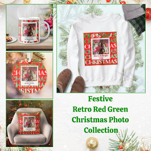 Custom Festivals Red Green Weihnachts-Foto Jumbo-Tasse