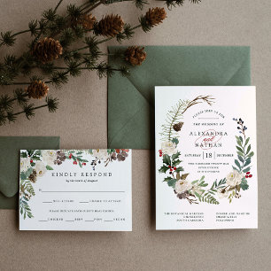 Invitation Noël botanique   Floral Holiday Mariage