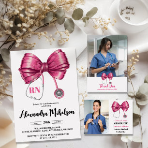 Foto Bow Stethoscope Nursing School Graduate Ankündigung