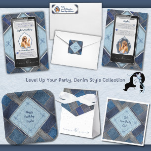 Carte de remerciements Smartphone Blue Denim moder