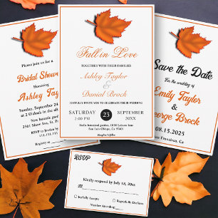Invitation L'automne rustique élégant laisse chic Mariage de 