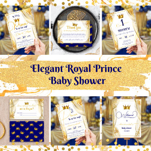 Elegante Royal Blue Gold Prince Baby Dusche Geschenktütchen