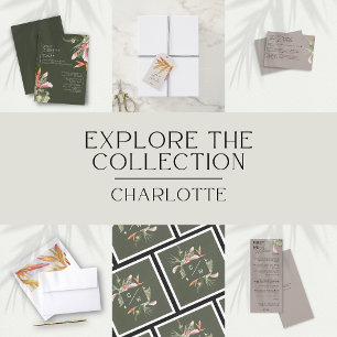 Einfache tropische Flora Taupe RSVP Karte