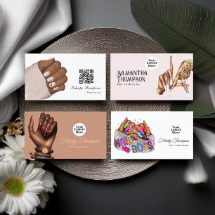 Carte De Visite Africain Américain Manicurist Beauté QR Code affai