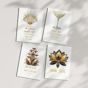 Invitation Mariage Art Déco de style Gatsby élégant des année