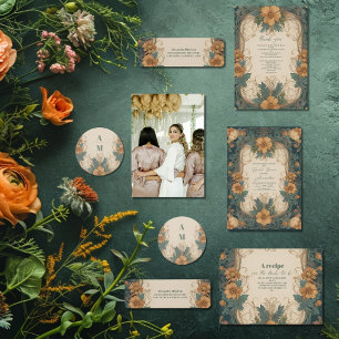 Foto Elegantes Jugendstil Brautparty Dankeskarte