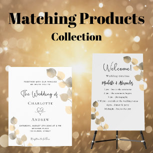 Prospectus 11,4 Cm X 14,2 Cm Silver eucalyptus golden elegant budget wedding