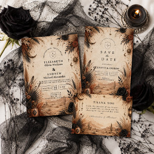 Wüsten-Boho-Goth-Hochzeit Einladung