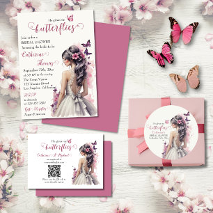 Sticker Rond Papillons rose Mariage Floral Fête des mariées