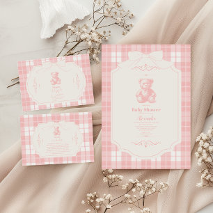 Pink Bow Gingham French Teddy Books for Baby Begleitkarte
