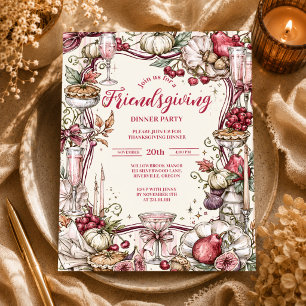 Étiquettes-cadeau Dîner de Friendsgiving entre amis romantiques et c