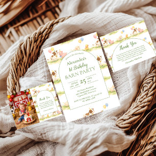 Launische Bauernhoftiere Pastell 1. Geburtstag Einladung