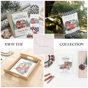 Rustikaler Winterstall Vintag Red Farmhouse LKW Geschenkpapier Set