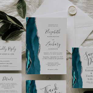Carte RSVP Turquoise moderne de mariage d'âge d'ar