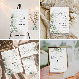 Eukalyptus Leaf Greenery Save the Date Card Einladung