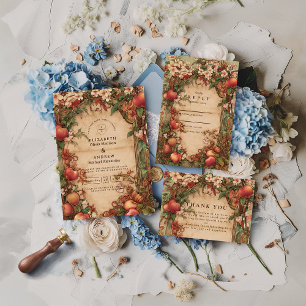 Frische botanische Hochzeit im Obstgarten Dankeskarte