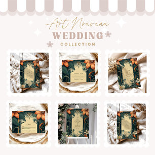 Art Nouveau Whimsical Floral Wedding Begleitkarte