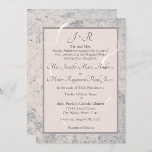 Invitation En Aluminium Marbre rose et gris Mariage catholique traditionne