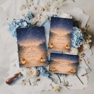 Cartons Réponse Nuit étoilée, mariage champêtre dans une prairie