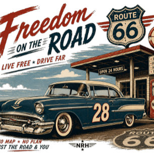Freiheit auf der Straße Route 66 Vintage Americana T-Shirt