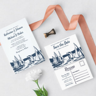 Einladung zur Hochzeit von Nautical Sailboat