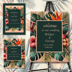 farbenfrohe Exotic Tropical Hawaiian Floral Weddin Einladung
