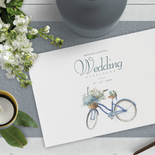 Invitation Mariage Bohemian Blue Bicycle Watercolor