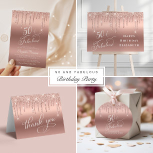 Rose Gold Glitzer Budget 50. Geburtstag Einladung Flyer