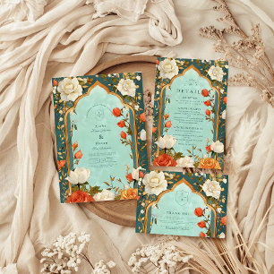 Cartons Réponse Floral Mariage islamique, nikah, walima, bismillah