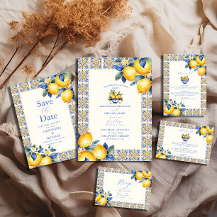 Invitation Tout En Un Chic Lemon Floral Verdure Mariage méditerranéen