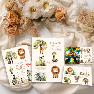 Carte De Remerciements Photo Appelant tous les animaux de fête Safari Ann
