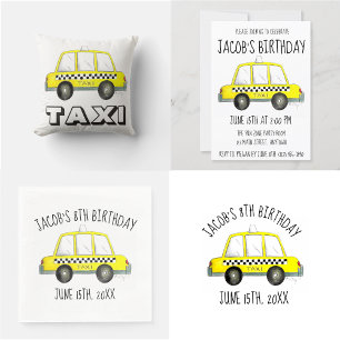 New York City NYC Yellow Checkered Taxi Car Car Ca Einladung