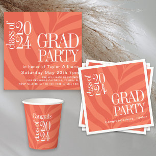 Serviette En Papier Bright Orange Simple Grad Party avec nom